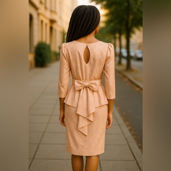 Vintage 80s All That Jazz Pink Peplum Dress w/ Belted Bow | Size 3/4 🇺🇸 - Picture 11 of 11